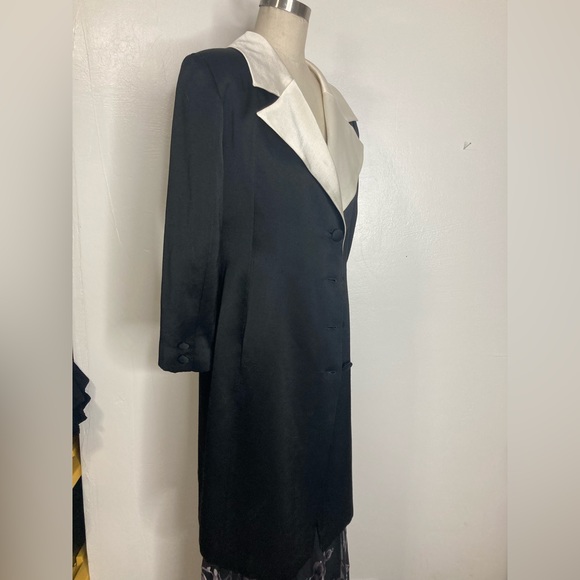 Archival fashion Patrick Kelly Paris vintage sateen contrast longline blazer - Picture 7 of 10